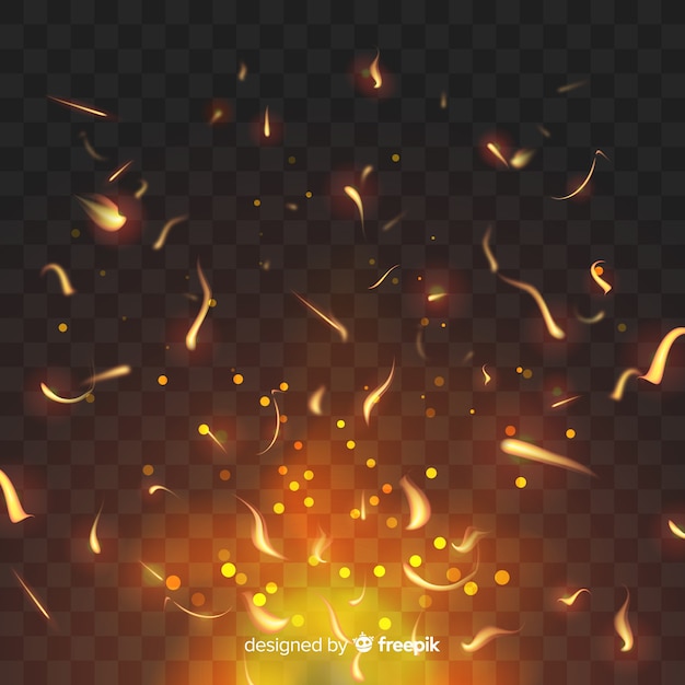 Free vector sparkly fire effect on transparent background