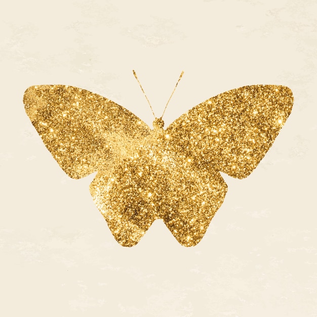Бесплатное векторное изображение Блестящий золотой значок бабочки
