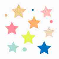 Free vector sparkly star collage element, cute birthday celebration clipart vector set