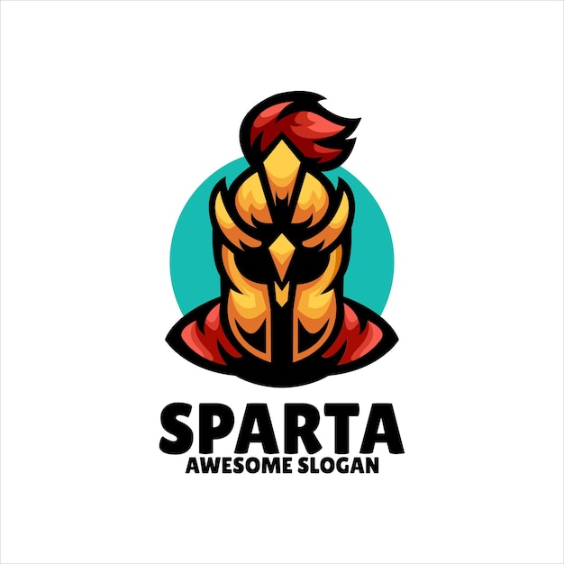 Vettore gratuito disegno del logo dell'illustrazione della mascotte della testa di sparta