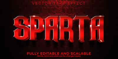 Free vector sparta warrior text effect, editable gladiator and army text style