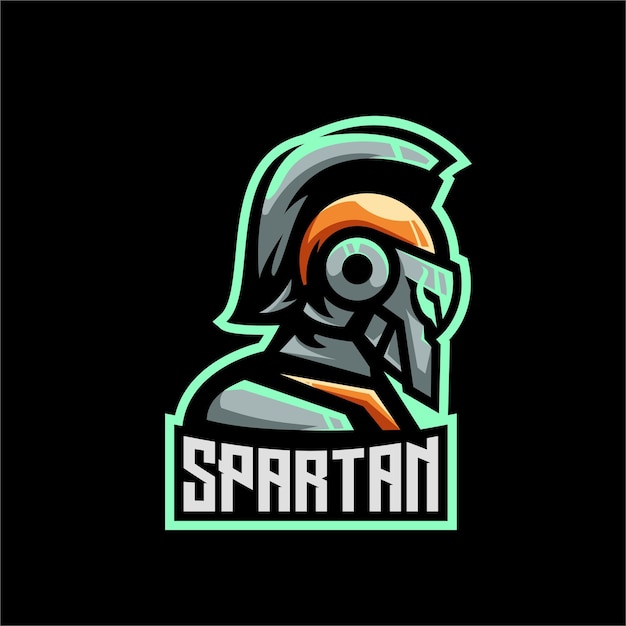 Vettore gratuito logo spartano dell'illustrazione della mascotte di esport