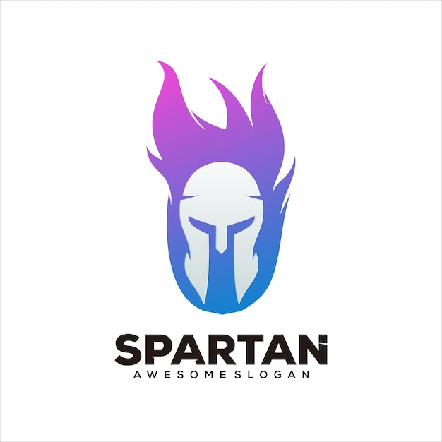 Spartan helmet fire gradient style vector design