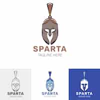 Vettore gratuito modello di progettazione del logo del casco spartano