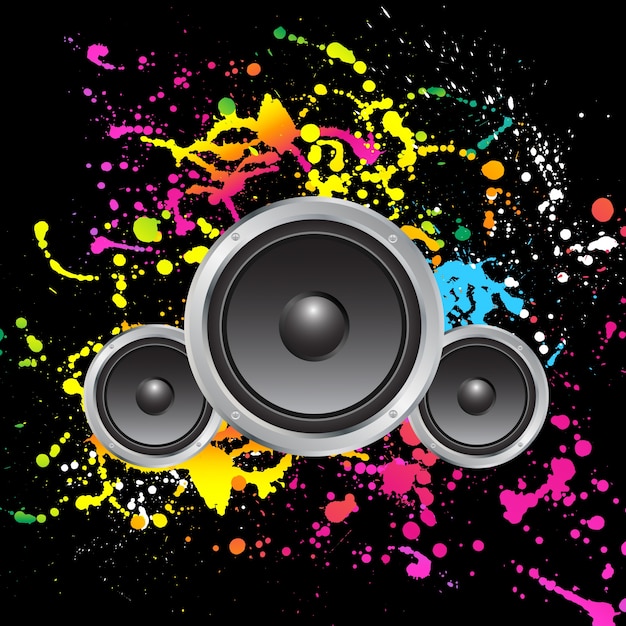 Free vector speakers on colourful grunge background