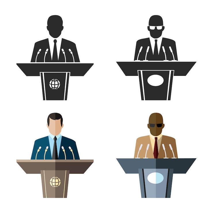 Free Vector speakers or orators set in flat style
