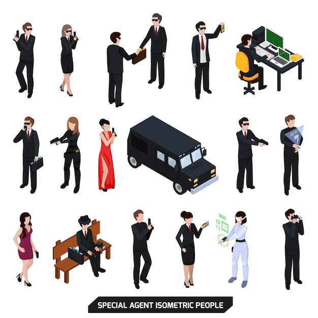 Free vector special agent isometric people