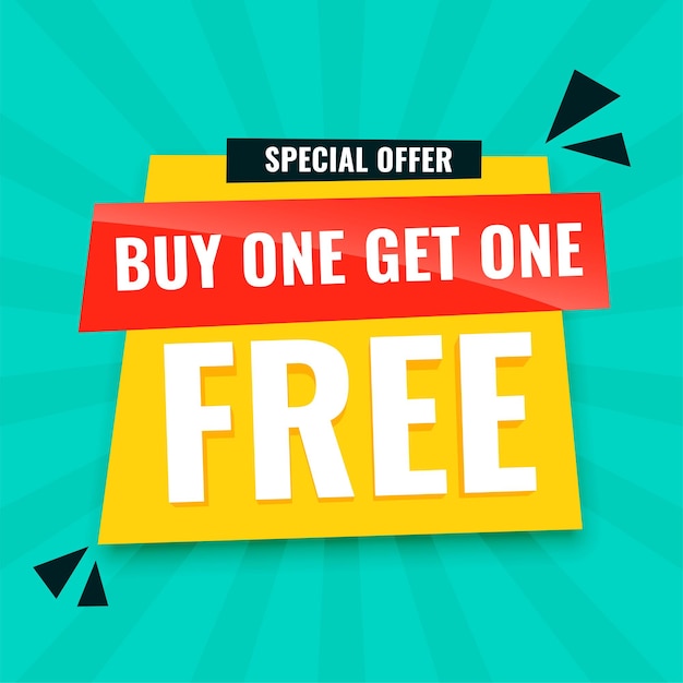 Vettore gratuito offerta speciale di bogo buy one get one free background per il marketing aziendale