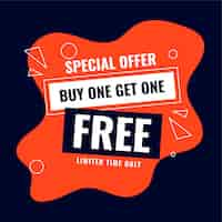 Free vector special buy one get one free sale offer background