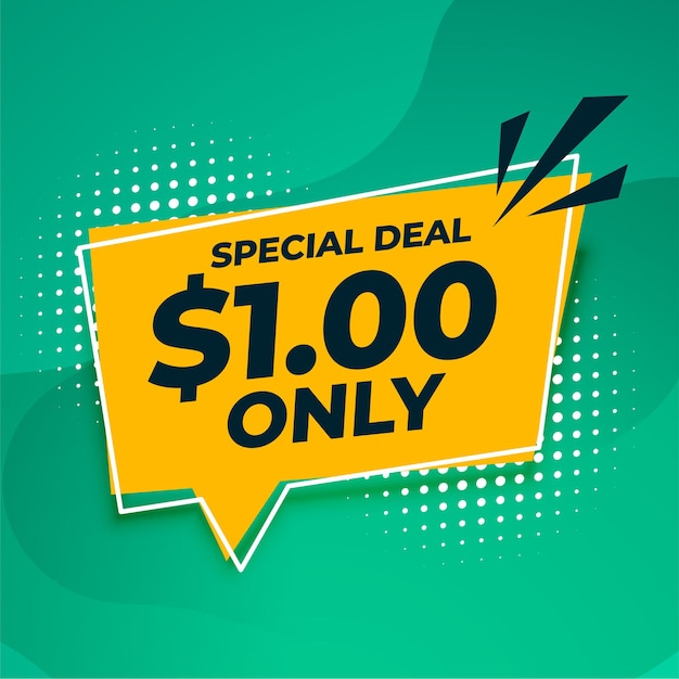 Special dollar one only deal and sale banner