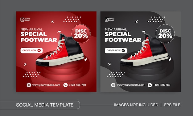 Special footwear and fashion social media posts design premium vector