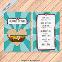 Free vector special menu with burger of valentine