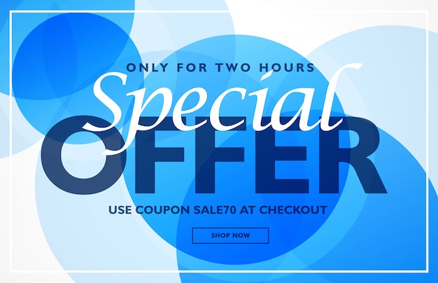 Free vector special offer banner design template with blue circles backgroun