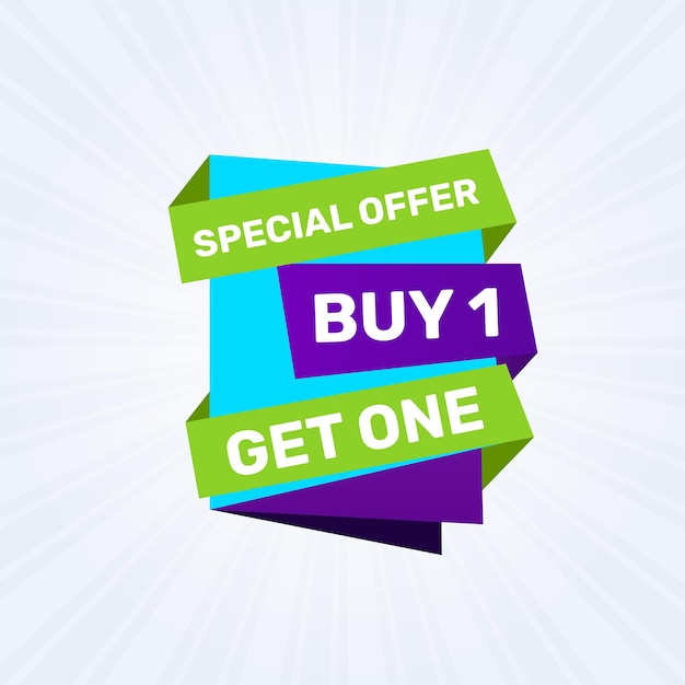 Special offer buy one get one sale banner with editable text effect