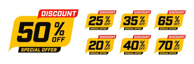 Special offer discount with different value percent off.