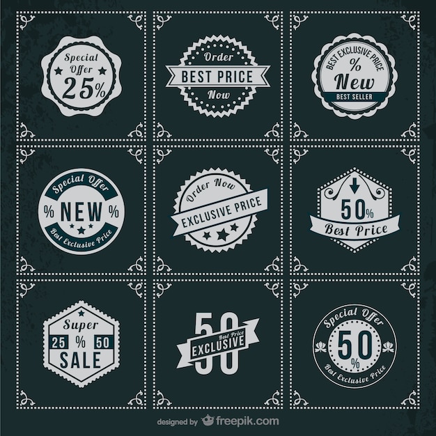 Free vector special offer retro stickers