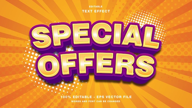 Special offers discount banner 3d editable text effect