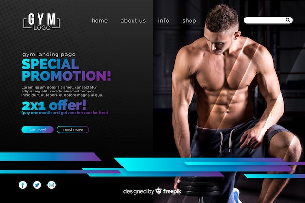 Free vector special promotion sport landing page