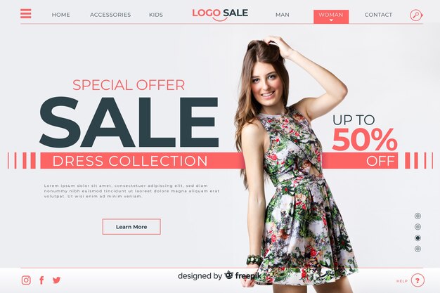 Special sale landing page with photo