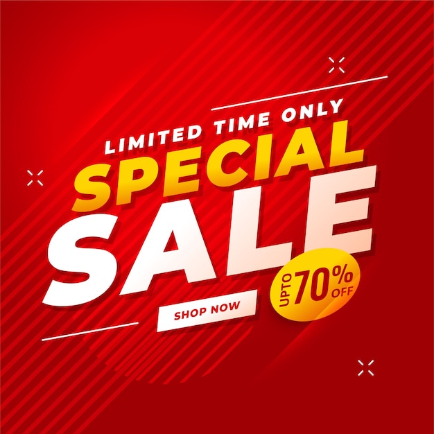 Special sale red  with offer details Free Vector