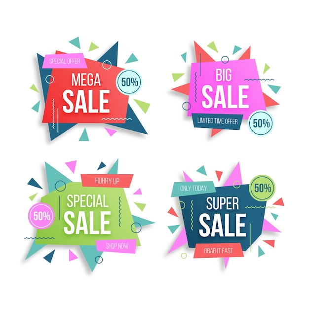 Бесплатное векторное изображение Специальный баннер продаж и набор значков