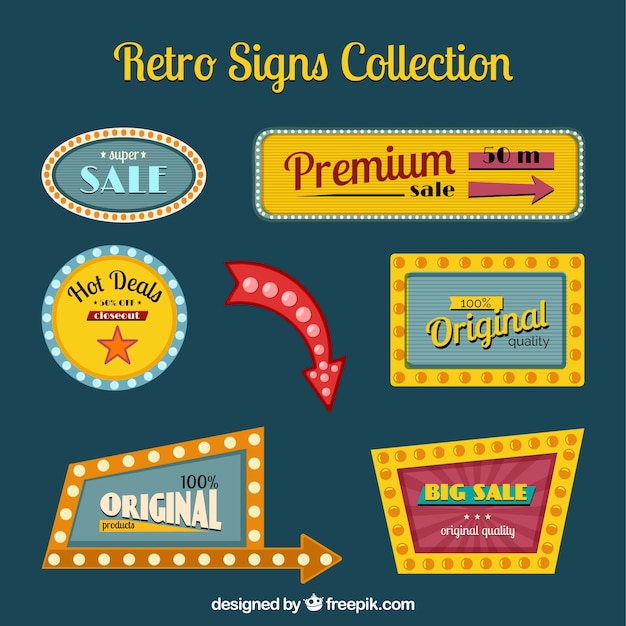 Free vector spectacular retro signals with lights