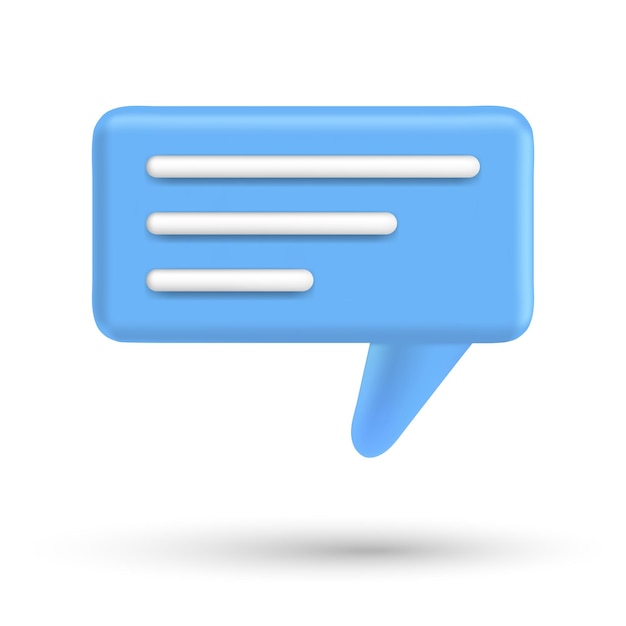 Speech bubble 3d box chat button Message talk balloon in render style Vector speak 3d icon