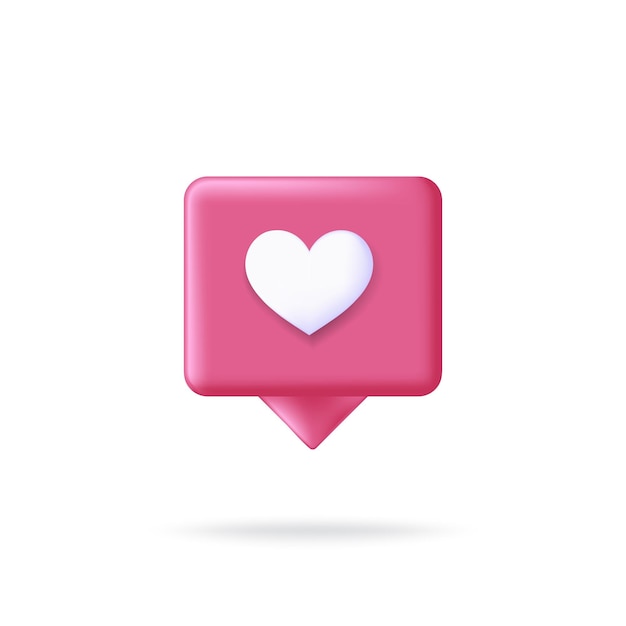 Speech bubble 3d icon heart message realistic speech bubble with dots for chat vector message box