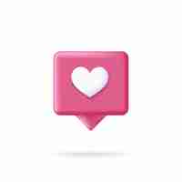 Free vector speech bubble 3d icon heart message realistic speech bubble with dots for chat vector message box