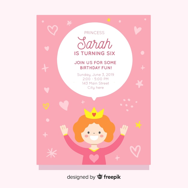 Speech bubble birthday princess invitation