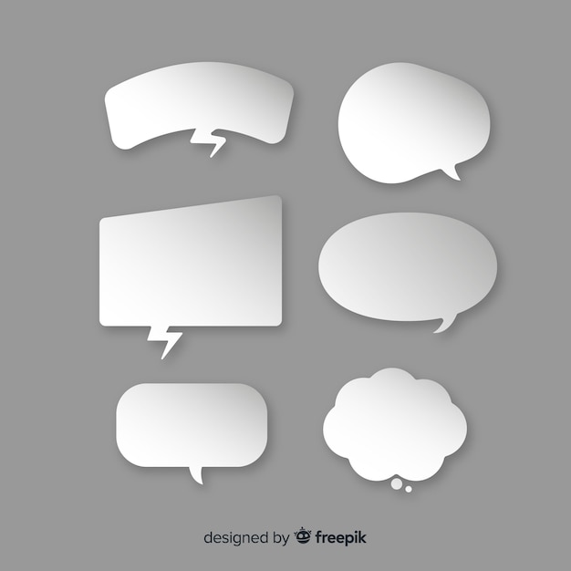 Бесплатное векторное изображение Коллекция речи пузырь в бумажном стиле