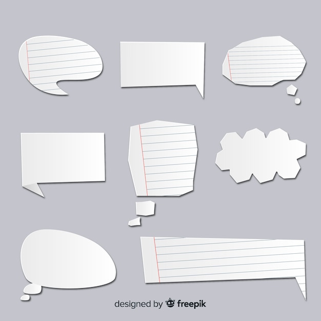 Free vector speech bubble collection in paper style with lines