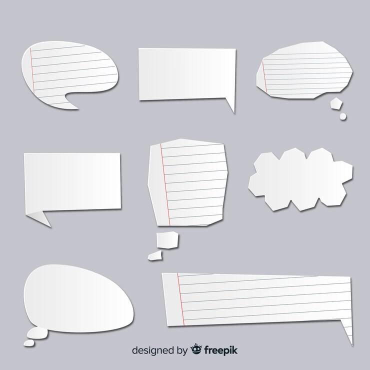 Free Vector speech bubble collection in paper style with lines