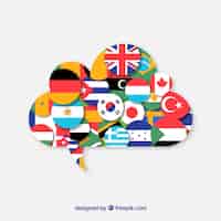 Free vector speech bubble composition with flags