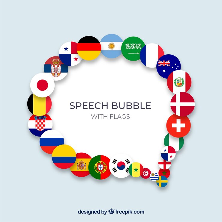 मुफ़्त वेक्टर speech bubble composition with flags