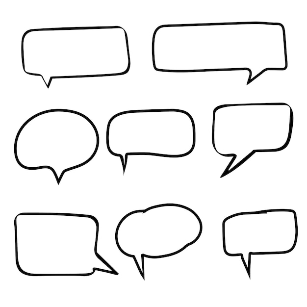 Free vector speech bubble set hand drawn comic sign collection