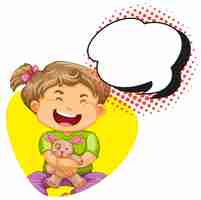 Free vector speech bubble template with girl smiling