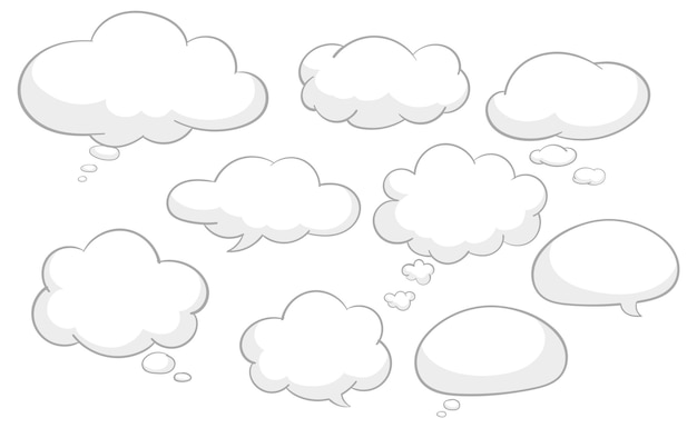 Бесплатное векторное изображение Шаблоны речи пузырь на белом фоне