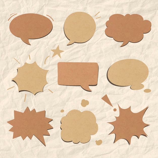 Free vector speech bubble vector in brown tone set