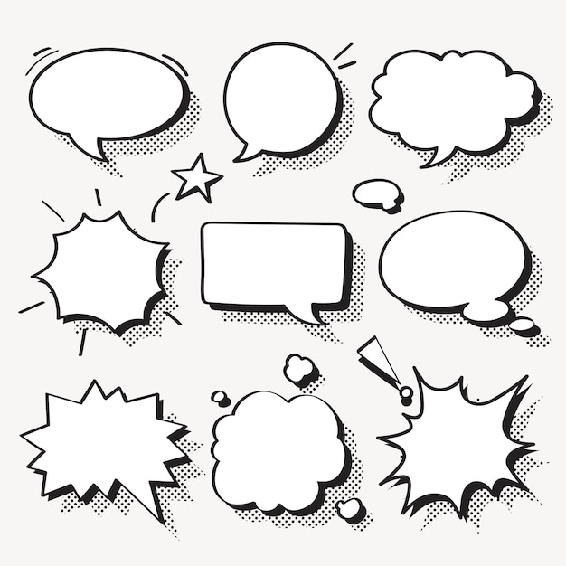 Speech bubble vector in halftone style set