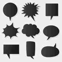 Free vector speech bubble vector icon set, black flat design