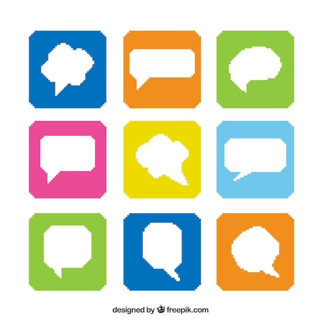 Free vector speech bubbles in colores squares collection