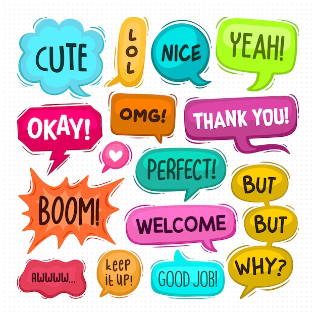 Free vector speech bubbles hand drawn coloring