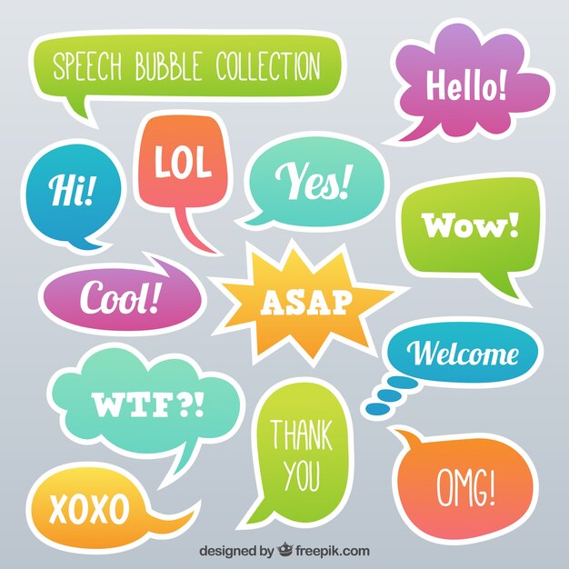 Speech bubbles labels set 