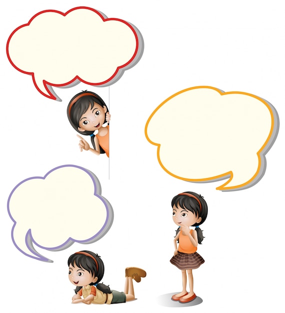 Speech bubbles and little girl