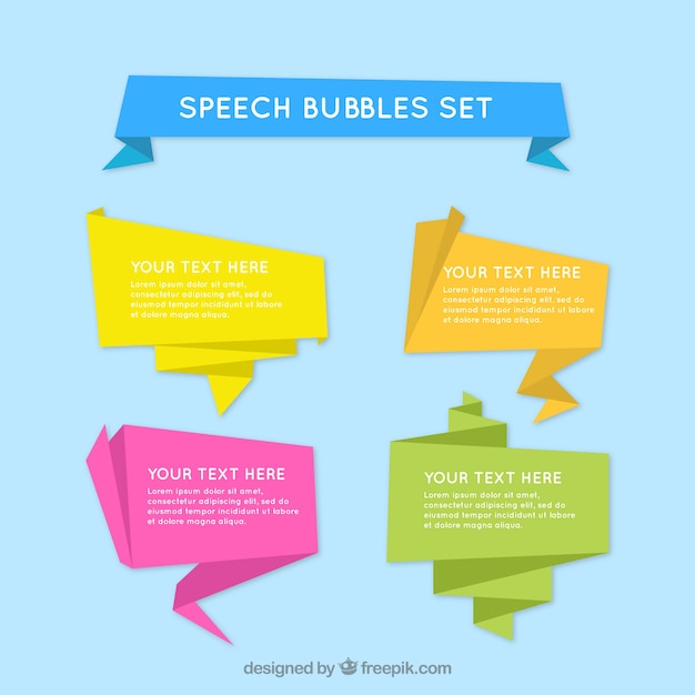 Speech bubbles set of origami