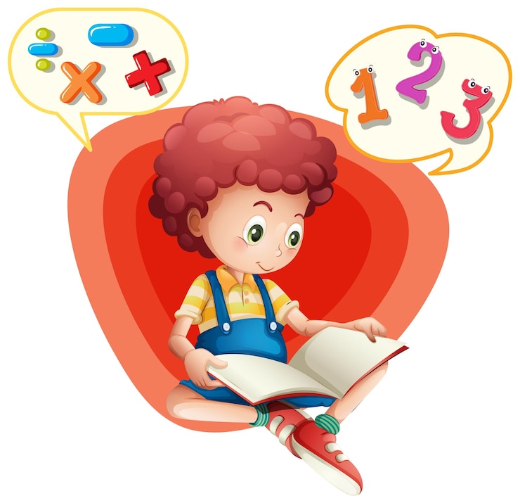Free Vector speech bubbles with boy reading book