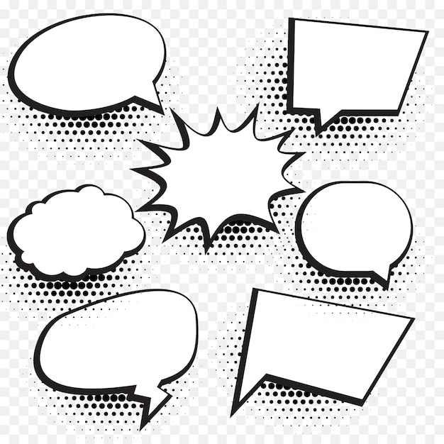 Free vector speech bubbles with halftone dots