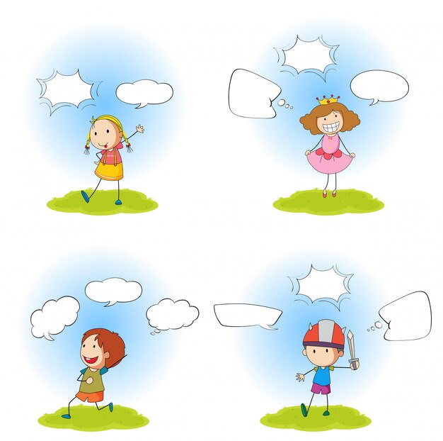 Speech bubbles with simple characters