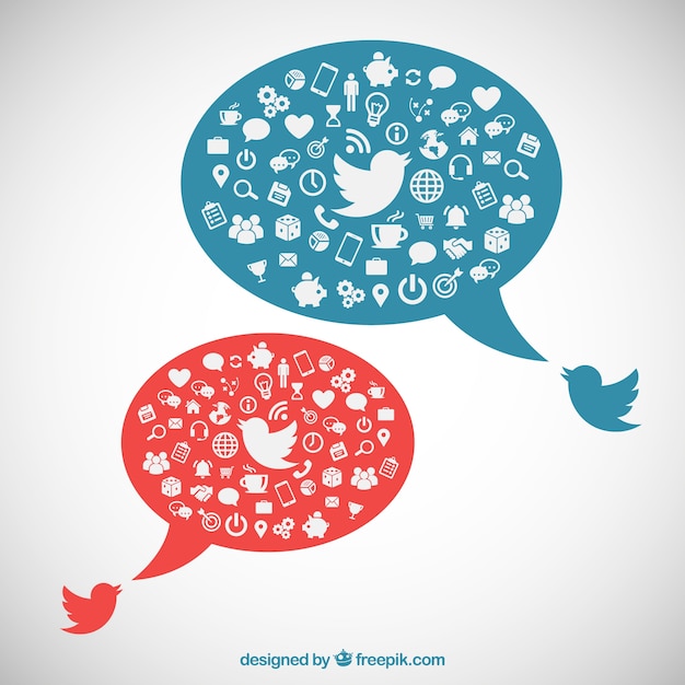 Speech bubbles with social media icons